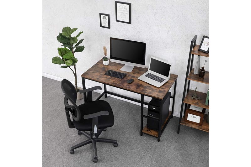 Databord 120 cm med Oppbevaring Hylle Hvit - Vasagle - Møbler - Bord - Kontorbord - Skrivebord