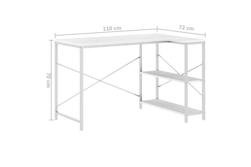 Databord hvit 110x72x70 cm sponplate - Hvit - Møbler - Bord - Kontorbord - Skrivebord