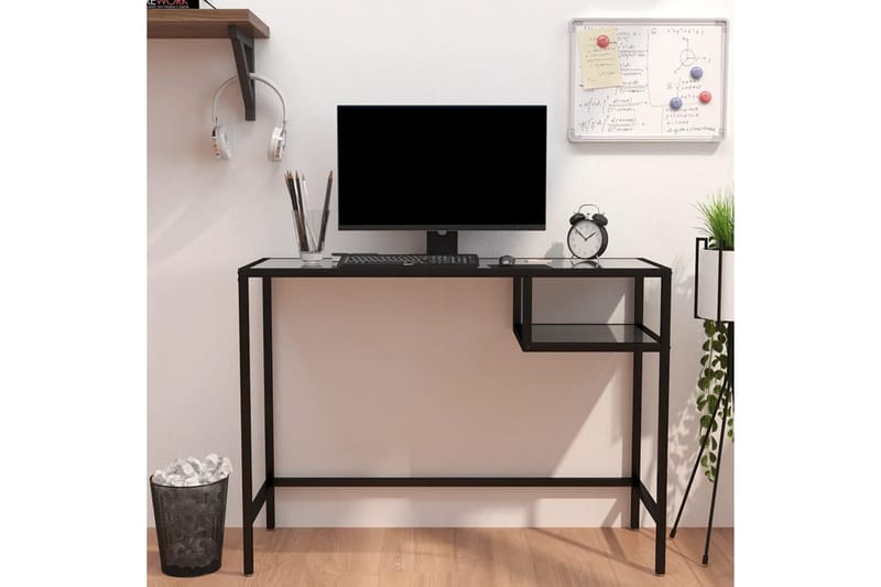 Databord svart marmor 100x36x74 cm herdet glass - Svart - Møbler - Bord - Kontorbord - Skrivebord