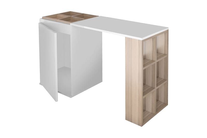Decorotika Skrivebord 120 cm med Oppbevaringshyller + Skap - Hvit - Møbler - Bord - Kontorbord - Skrivebord - Hjørneskrivebord