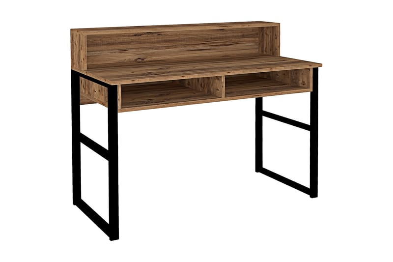 Dengeze Skrivebord 120 cm med Oppbevaring 2 Hyller - Valnøttbrun/Svart - Møbler - Bord - Kontorbord - Skrivebord
