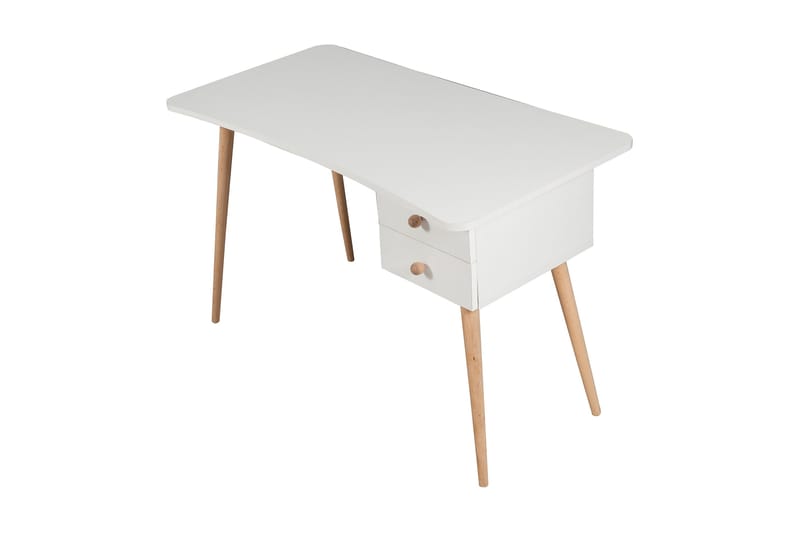 Dunalka Skrivebord 120 cm med Oppbevaring 2 Skuffer - Hvit/Natur - Møbler - Bord - Kontorbord - Skrivebord