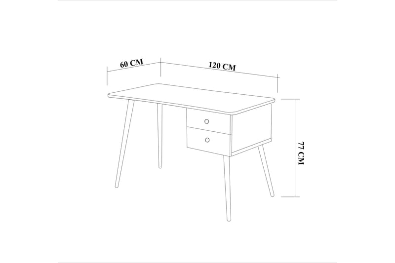 Dunalka Skrivebord 120 cm med Oppbevaring 2 Skuffer - Hvit/Natur - Møbler - Bord - Kontorbord - Skrivebord