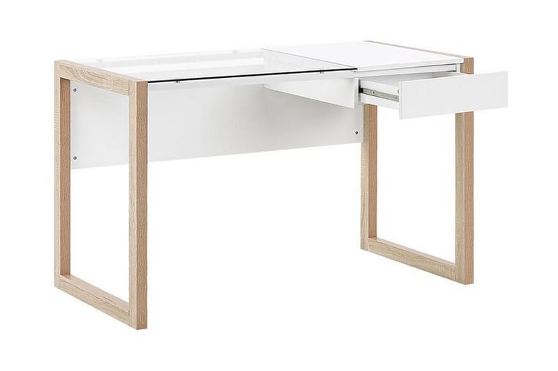 Ejenks Skrivebord 120 cm med Oppbevaringsskuff - Hvit/Lyst Tre - Møbler - Bord - Kontorbord - Skrivebord