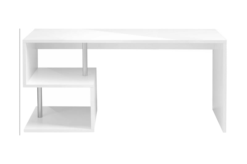 Esseda Skrivebord 180 cm med Oppbevaring Hyller - Hvit Høyglans - Møbler - Bord - Kontorbord - Skrivebord