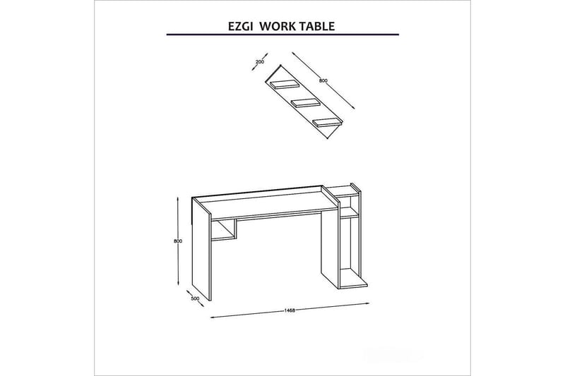 Ezgi Skrivebord 147 cm med Oppbevaringshyller Hvit/Brun - Homemania - Møbler - Bord - Kontorbord - Skrivebord