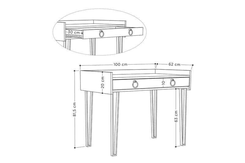 Fasttorp Skrivebord 100 cm med Oppbevaring Skuff - Grå - Møbler - Bord - Kontorbord - Skrivebord