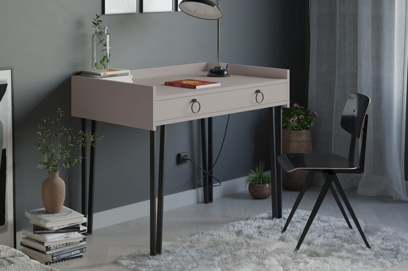 Fasttorp Skrivebord 100 cm med Oppbevaringsskuff - Grå/Svart - Møbler - Bord - Kontorbord - Skrivebord