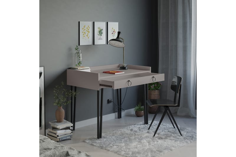 Fasttorp Skrivebord 100 cm med Oppbevaringsskuff - Grå/Svart - Møbler - Bord - Kontorbord - Skrivebord
