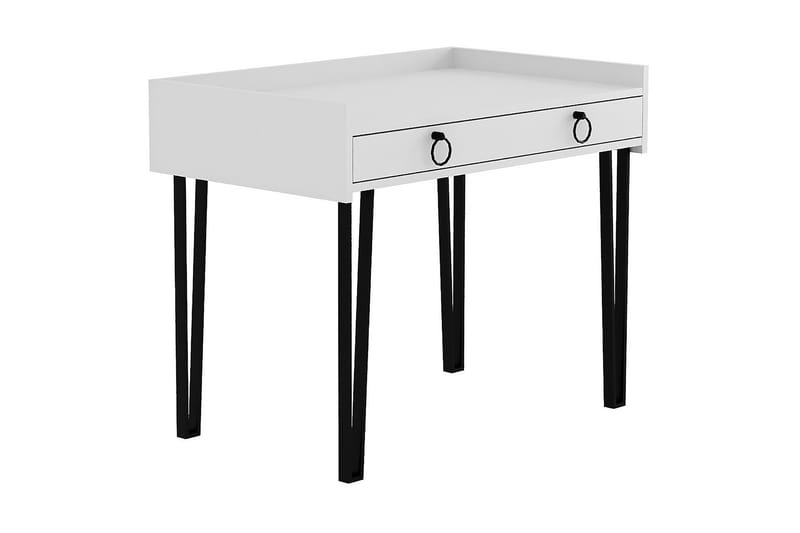 Fasttorp Skrivebord 100 cm med Oppbevaringsskuff - Hvit/Svart - Møbler - Bord - Kontorbord - Skrivebord