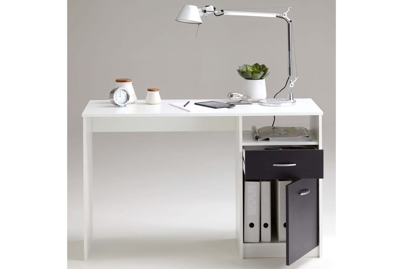 FMD Pult med 1 skuff 123x50x76,5 cm hvit og svart - Møbler - Bord - Kontorbord - Skrivebord