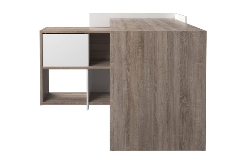 Function Plus Skrivebord 140 cm med Oppbevaringshyller - Tryffel/Hvit - Møbler - Bord - Kontorbord - Skrivebord