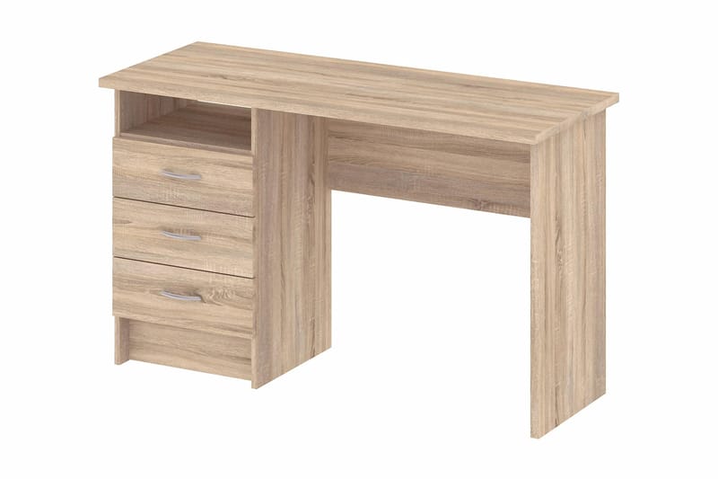 Function Skrivebord 120 cm med Oppbevaring Skuffer + Hylle - Eik - Møbler - Bord - Kontorbord - Skrivebord