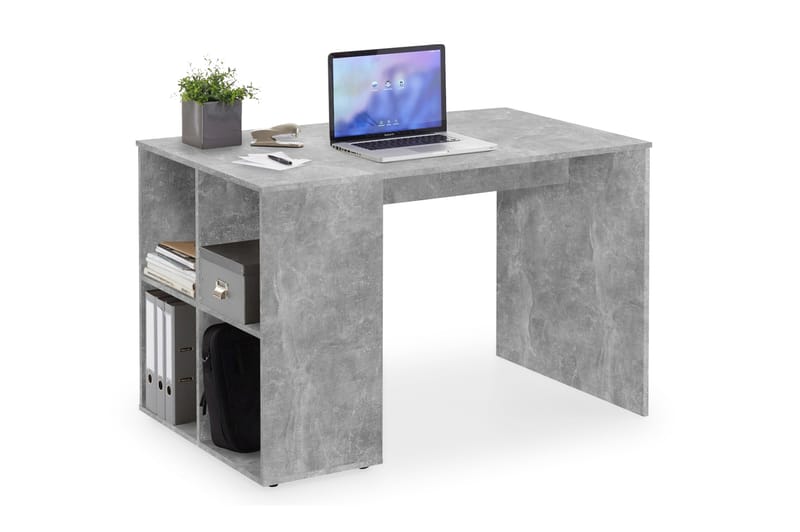 Gent Skrivebord 117 cm med Oppbevaringshyller - Betonggrå - Møbler - Bord - Kontorbord - Skrivebord - Hjørneskrivebord