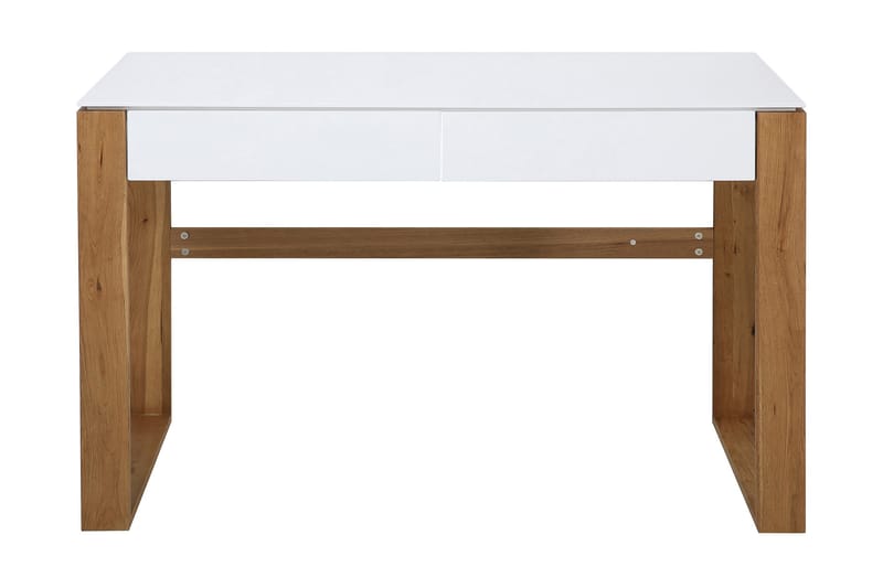 Gevelsberg Databord 120 cm med Oppbevaring 2 Skuffer - Tre/Hvit - Møbler - Bord - Kontorbord - Skrivebord