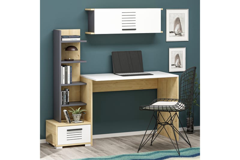 Hermanito Skrivebord 120x72x120 cm med oppbevaring - Blå - Møbler - Bord - Kontorbord - Skrivebord