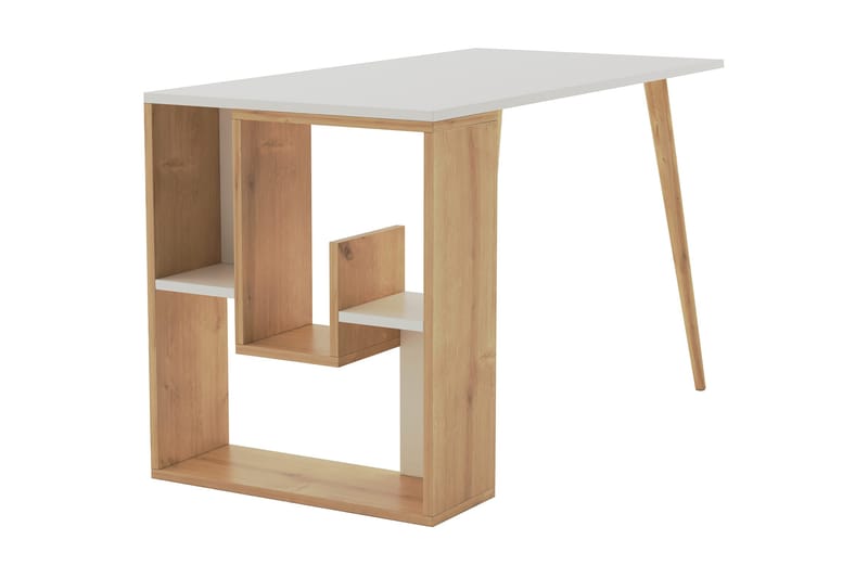 Homitis Skrivebord 120x72,8x120 cm med oppbevaring - Hvit - Møbler - Bord - Kontorbord - Skrivebord