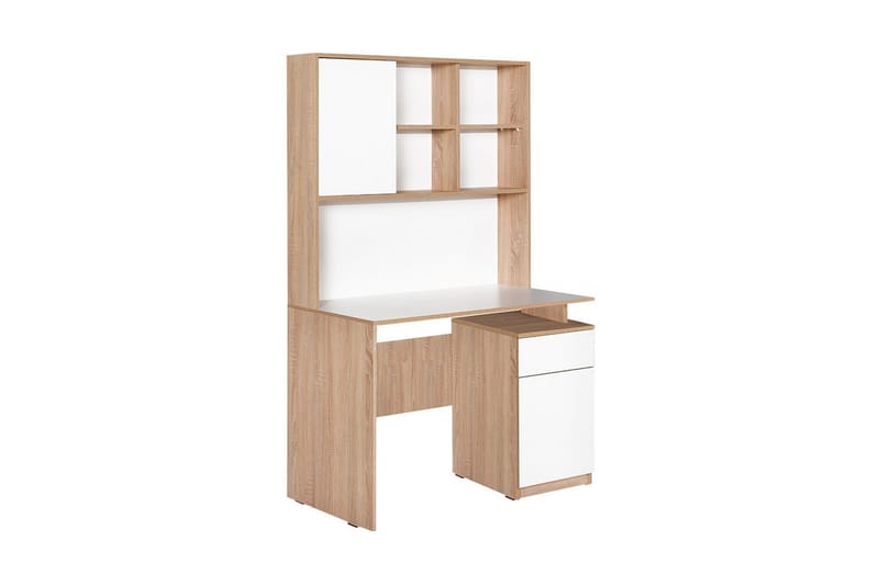 Irbene Skrivebord 105 cm med Oppbevaring Skuff + Hyller + Sk - Natur/Hvit - Møbler - Bord - Kontorbord - Skrivebord