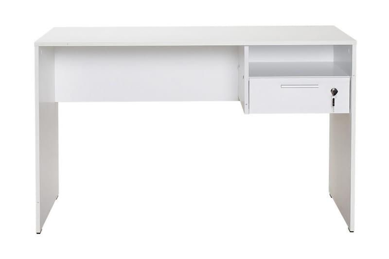 Irbene Skrivebord 120 cm med Oppbevaring Hyller + Låsbar Sku - Hvit - Møbler - Bord - Kontorbord - Skrivebord