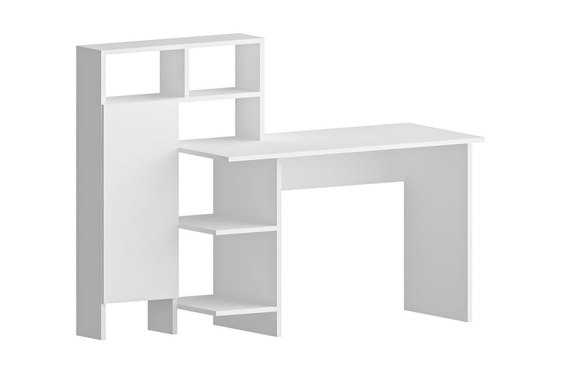 Irbene Skrivebord 135 cm med Oppbevaring Hyller + Skap - Hvit - Møbler - Bord - Kontorbord - Skrivebord