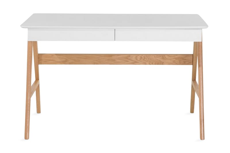 Jahnyia Skrivebord 120 cm med Oppbevaring 2 Skuffer - Hvit/Eik - Møbler - Bord - Kontorbord - Skrivebord