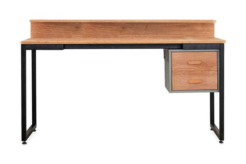 Kailenge Skrivebord 140 cm med Oppbevaring 2 Skuffer Natur/Svart - Natur/Svart - Møbler - Bord - Kontorbord - Skrivebord