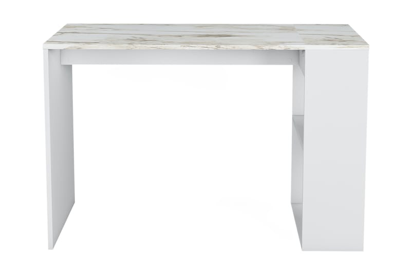 Karakum Skrivebord 112 cm med Oppbevaringshylle Marmormønste - Hvit - Møbler - Bord - Kontorbord - Skrivebord