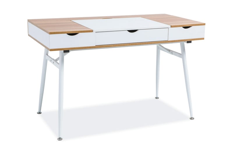 Kasuko Skrivebord 120 cm med Oppbevaring 3 Skuffer - Eikfarge/Hvit - Møbler - Bord - Kontorbord - Skrivebord