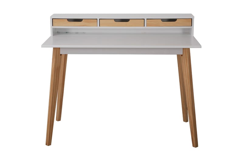 Kirchhellen Databord 110 cm med Oppbevaring 3 Skuffer - Tre/Hvit - Møbler - Bord - Kontorbord - Skrivebord