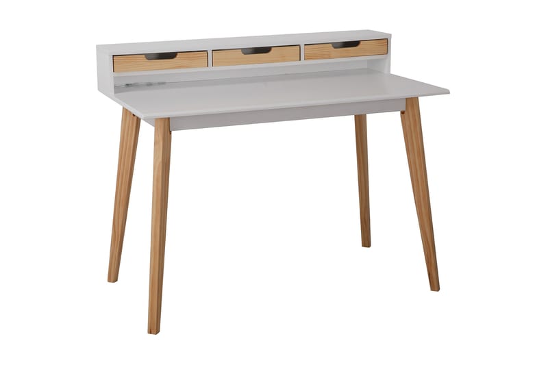 Kirchhellen Databord 110 cm med Oppbevaring 3 Skuffer - Tre/Hvit - Møbler - Bord - Kontorbord - Skrivebord