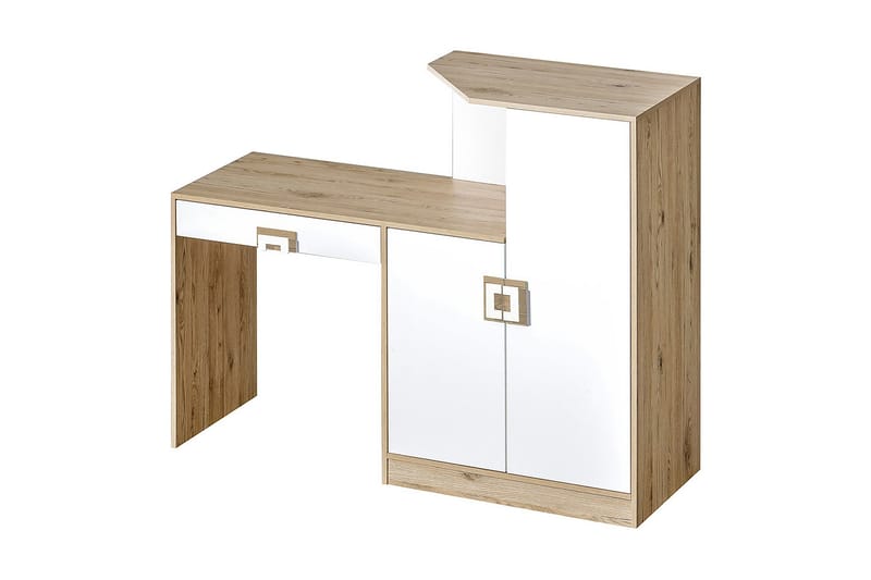 Klacksberg Skrivebord 150 cm med Oppbevaringsskuff + Skap - Beige/Hvit - Møbler - Møbelsett - Møbelsett til kontor