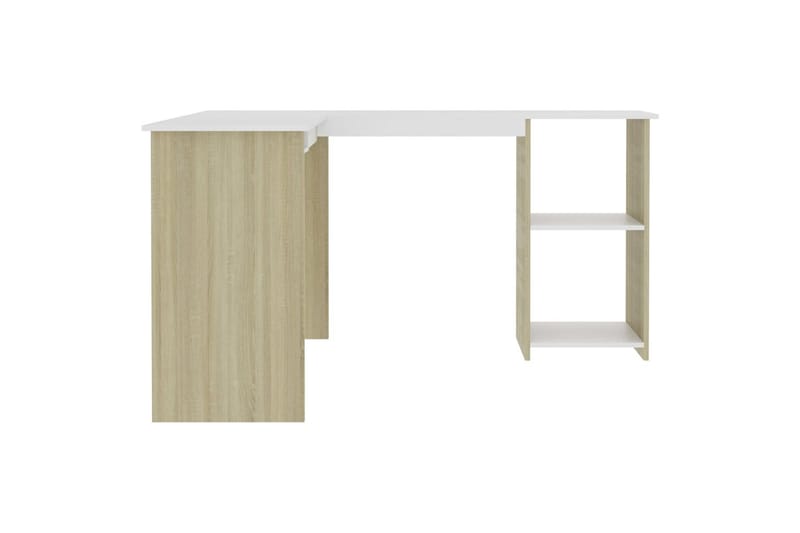 L-formet hjørneskrivebord hvit og eik 120x140x75cm sponplate - Møbler - Bord - Kontorbord - Skrivebord - Hjørneskrivebord