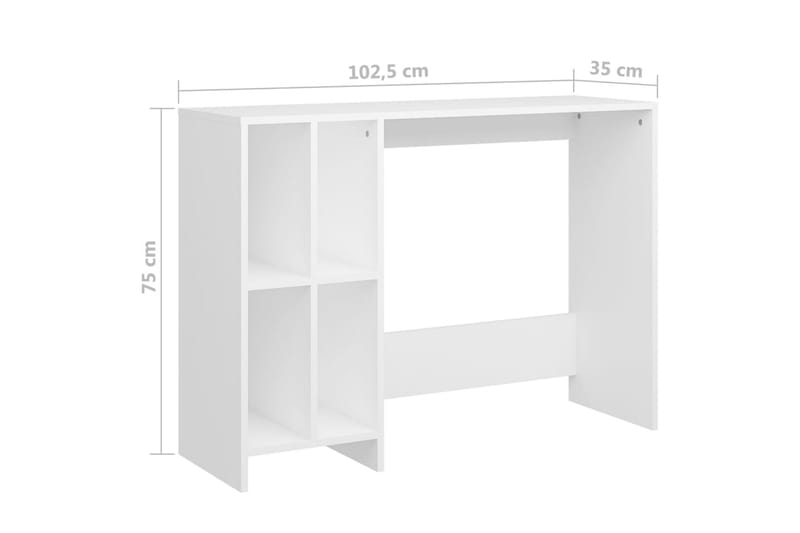 Laptopbord hvit 102,5x35x75 cm sponplater - Hvit - Møbler - Bord - Kontorbord - Skrivebord