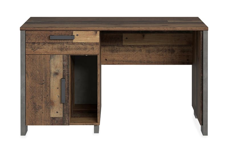 Lazarius Skrivebord 155 cm med Oppbevaring Skap + Skuff + Hy - Brun/Grå - Møbler - Bord - Kontorbord - Skrivebord