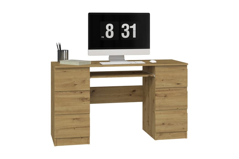 Levisa Skrivebord 130 cm med Oppbevaring Skuffer - Mørkebrun Eikefarge - Møbler - Bord - Kontorbord - Skrivebord