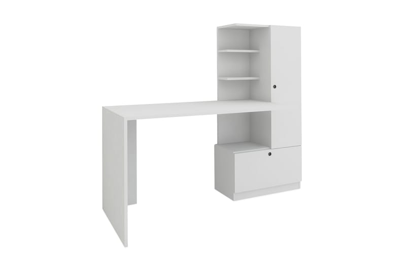 Merinoz Skrivebord 150 cm med Oppbevaring Hyller + Skuff + S - Hvit - Møbler - Bord - Kontorbord - Skrivebord