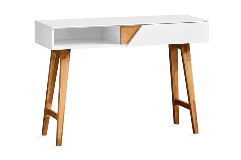 Milverton Skrivebord 110 cm med Oppbevaringsskuff + Hylle - Hvit/Natur - Møbler - Bord - Kontorbord - Skrivebord