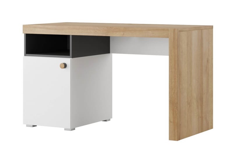 Moletta Skrivebord 125 cm - Svart/Tre/Natur/Hvit - Møbler - Bord - Kontorbord - Skrivebord