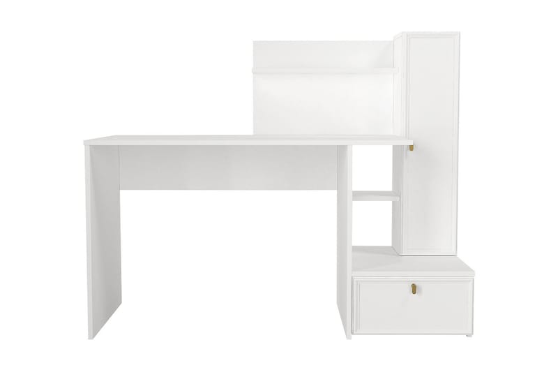 Myliem Skrivebord 143 cm med Oppbevaringshyller + Skap - Hvit - Møbler - Bord - Kontorbord - Skrivebord
