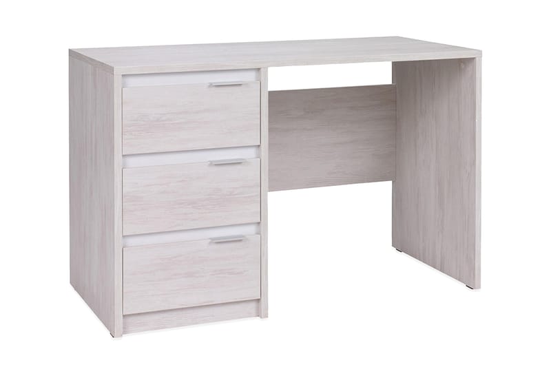 Najera Skrivebord 120 cm med Oppbevaring 3 Skuffer - Hvit/Grå/Beige - Møbler - Møbelsett - Møbelsett til soverom