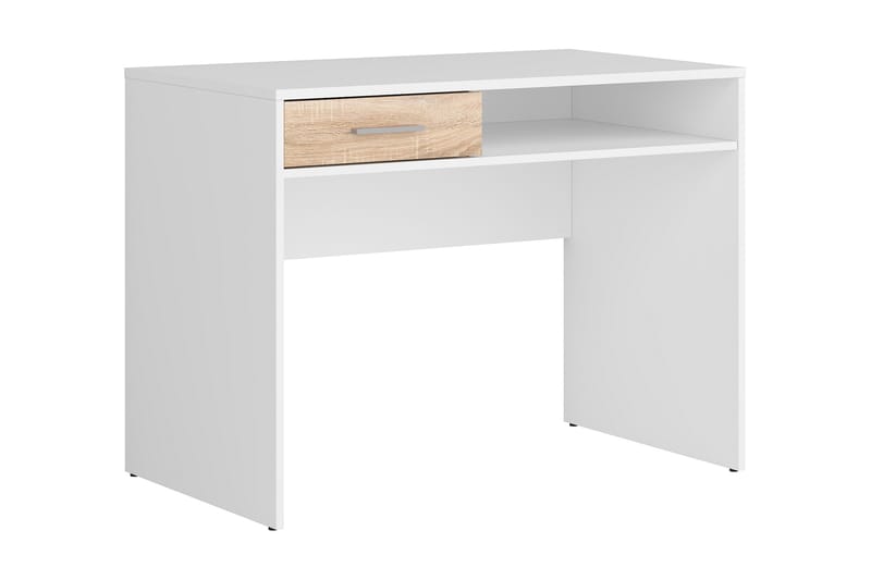 Nepo Plus Databord 100 cm med Oppbevaring Skuff + Hylle - Hvit - Møbler - Bord - Kontorbord - Skrivebord