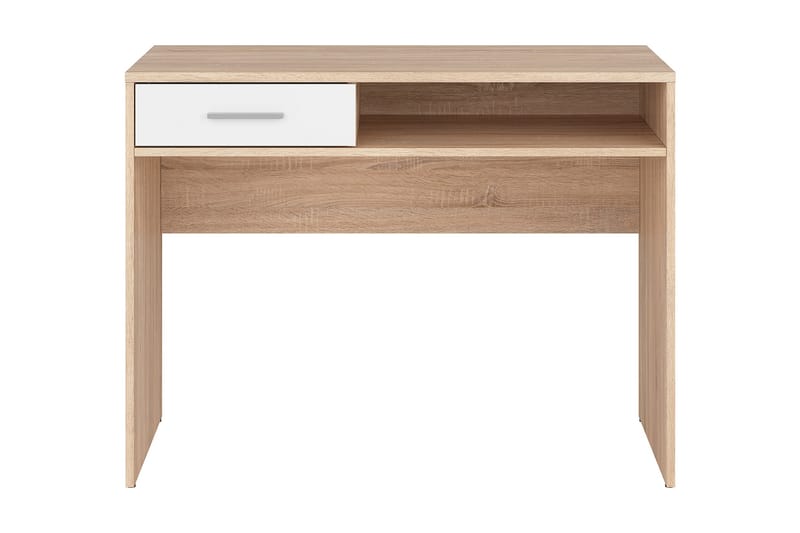 Nepo Plus Databord 100 cm med Oppbevaring Skuff + Hylle - Natur/Hvit - Møbler - Bord - Kontorbord - Skrivebord