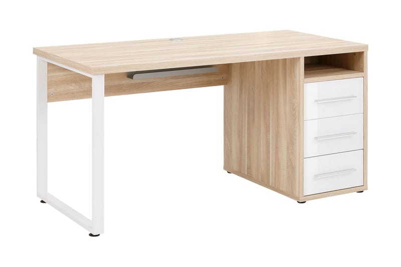 Neviges Skrivebord 150 cm med Oppbevaring 3 Skuffer + 3 Hyll - Brun - Møbler - Bord - Kontorbord - Skrivebord