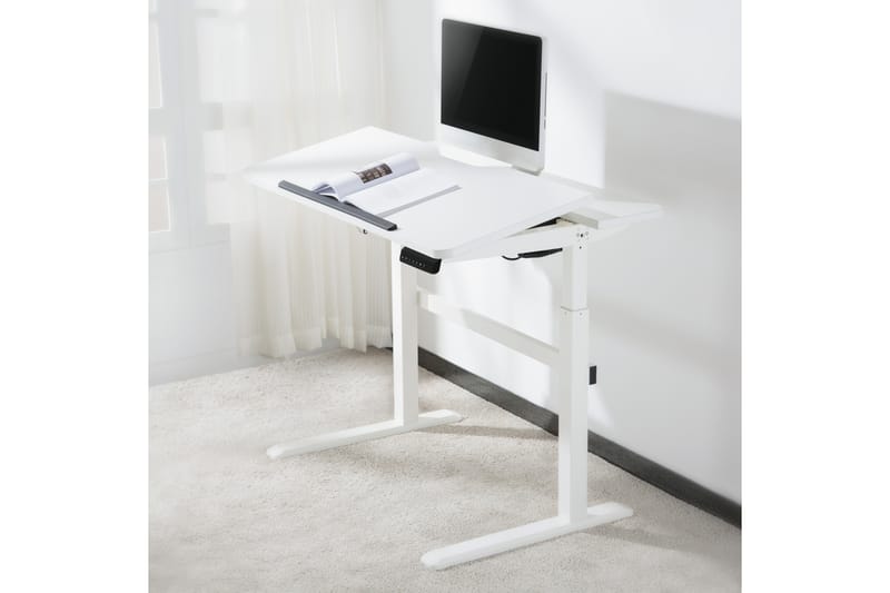 Office Elektriskt Skrivebord 159 cm Hvit - Deltaco Office - Møbler - Bord - Kontorbord - Skrivebord