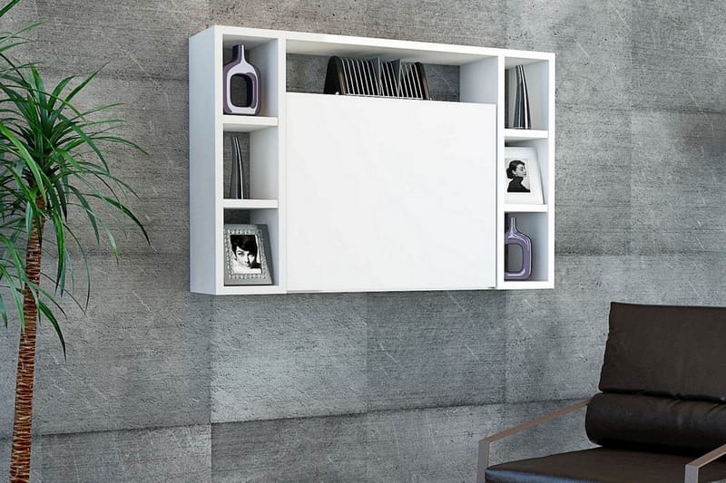 Omega Veggskrivebord 90 cm med Oppbevaring Hvit - Homemania - Møbler - Bord - Kontorbord - Skrivebord