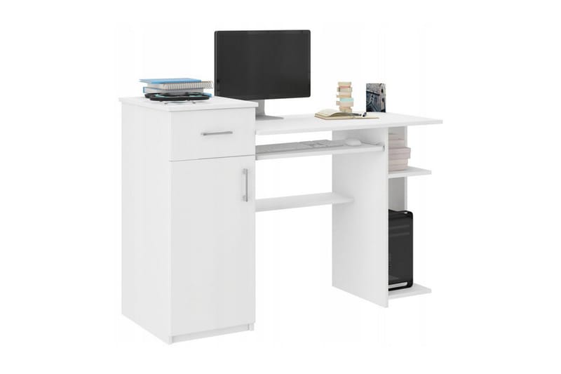 Orangs Skrivebord 120 cm med Oppbevaring Skuff + Skap + Hyll - Hvit - Møbler - Bord - Kontorbord - Skrivebord