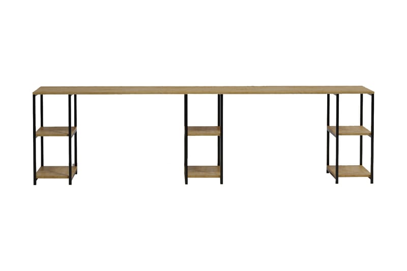 Orpierre Skrivebord 270 cm med Oppbevaringshyller - Natur/Svart - Møbler - Bord - Kontorbord - Skrivebord - Hjørneskrivebord