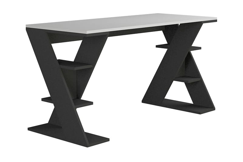 Pappilou Skrivebord 140 cm med Oppbevaringshyller - Hvit/Mørkegrå - Møbler - Bord - Kontorbord - Skrivebord