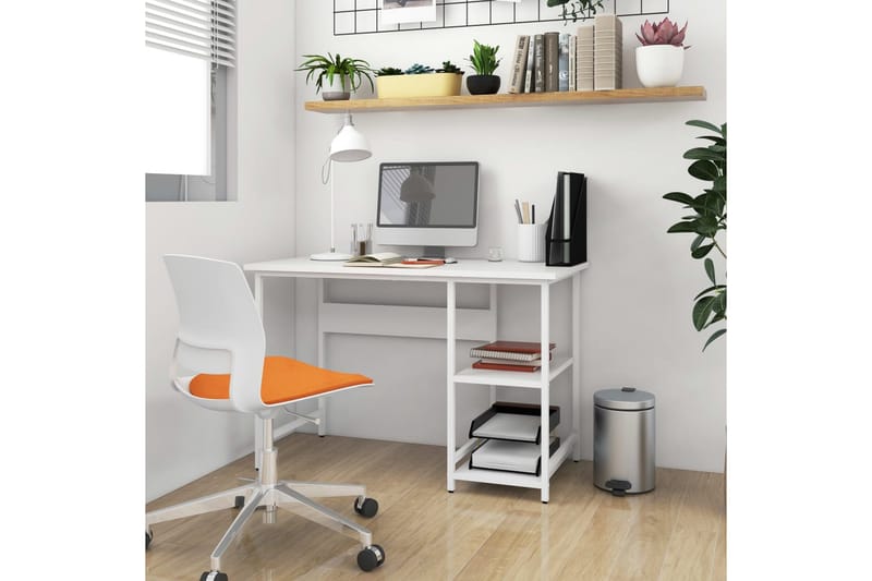 PC-bord hvit 105x55x72 cm MDF og metall - Hvit - Møbler - Bord - Kontorbord - Skrivebord