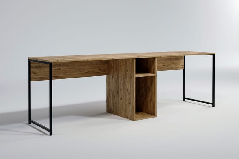 Pellafol Skrivebord 140 cm med Oppbevaringshyller - Natur/Svart - Møbler - Bord - Kontorbord - Skrivebord